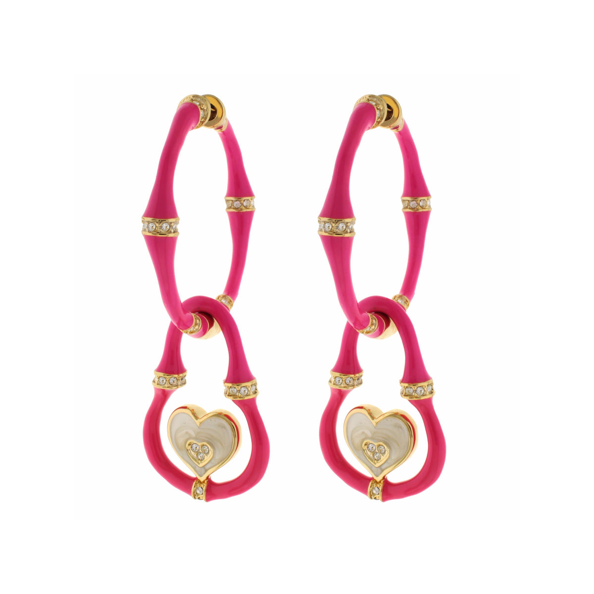Bamboo Earrings — Heart Drop