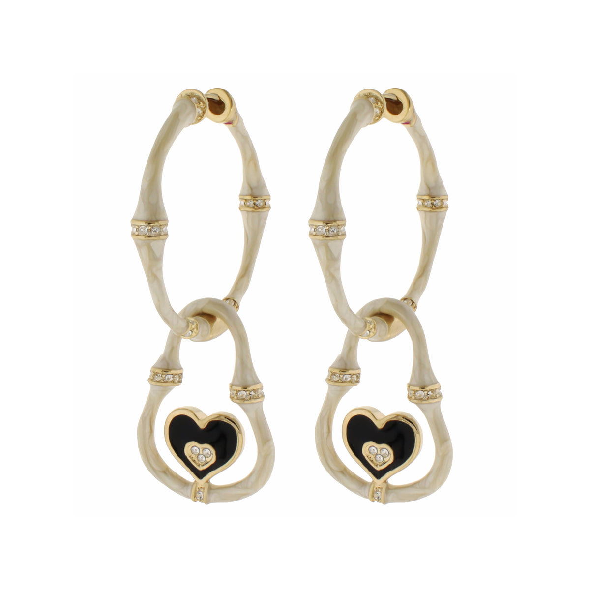 Bamboo Earrings — Heart Drop