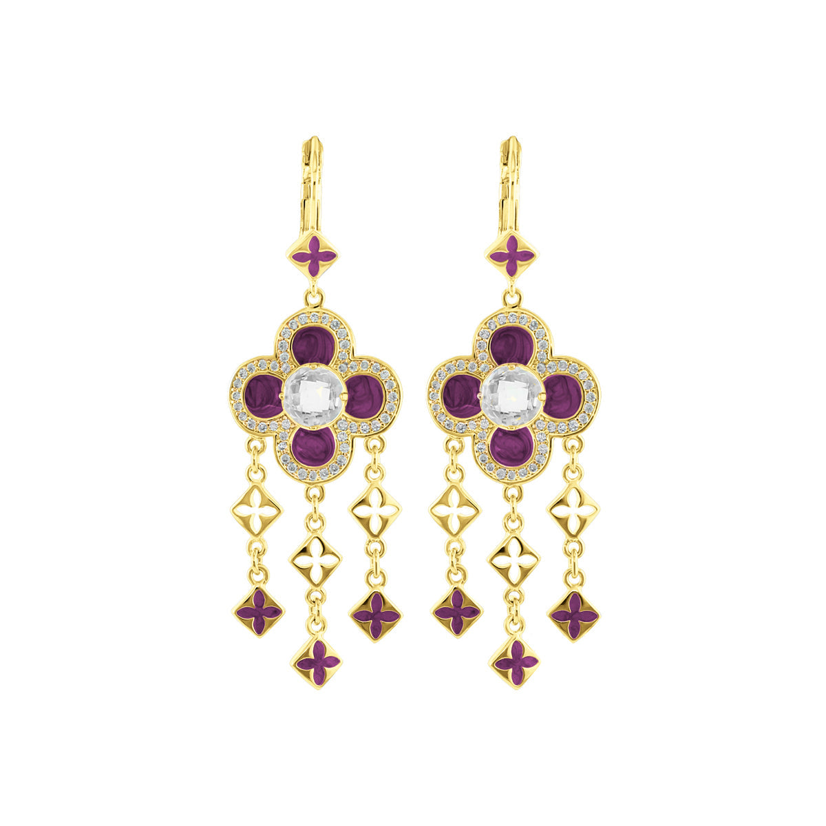 Floral Knight Earrings — Quatrefoil Drop