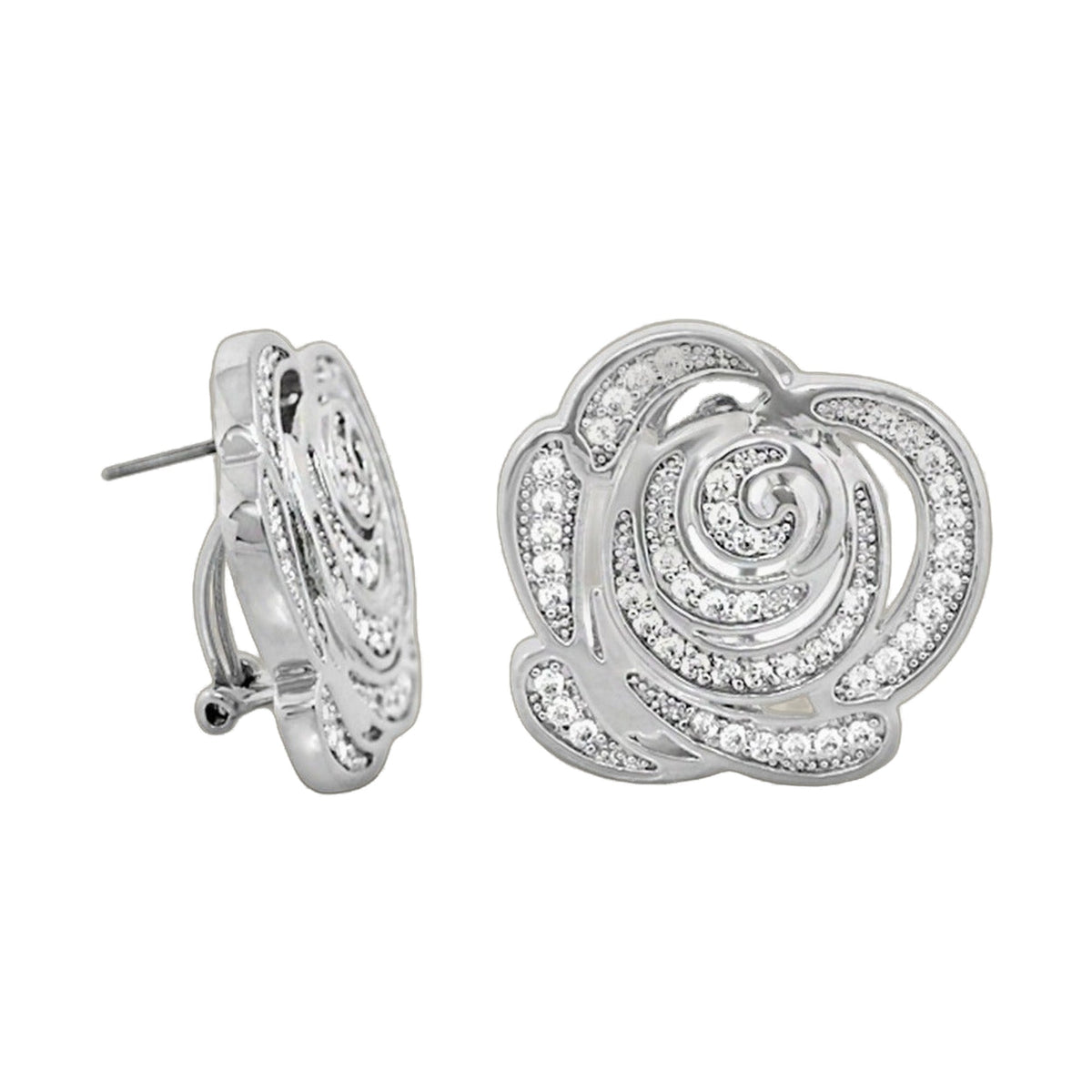 Rose Garden Earrings — Pavé Rose Clip