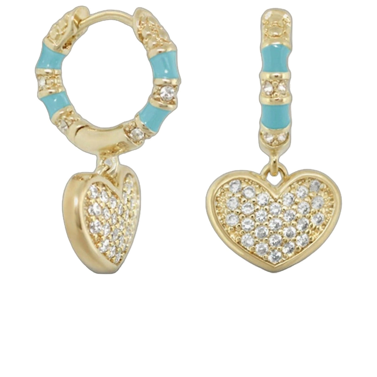 Charming 2 Earrings — Pavé Heart Drop
