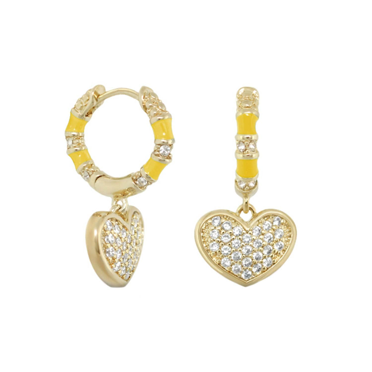 Charming 2 Earrings — Pavé Heart Drop