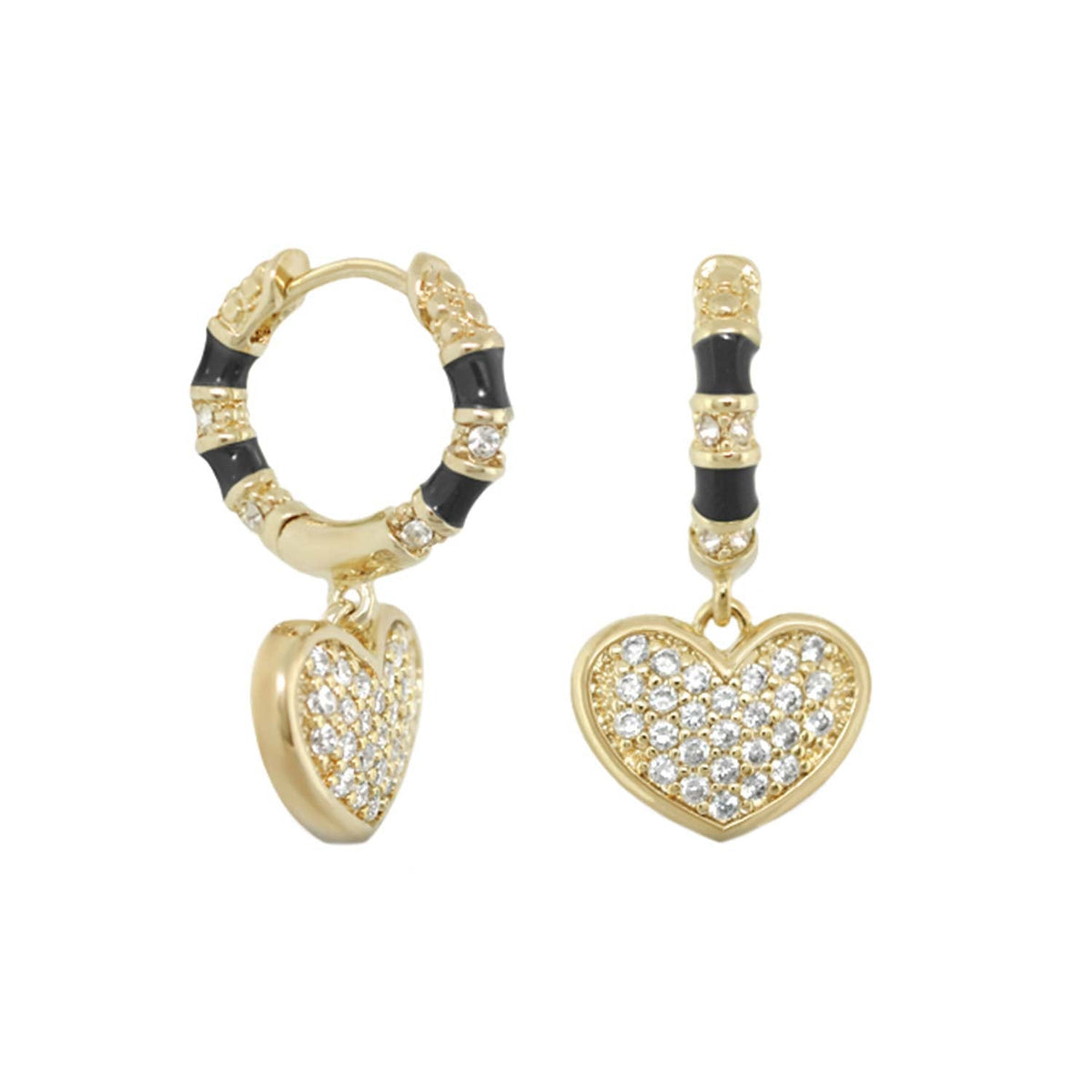 Charming 2 Earrings — Pavé Heart Drop
