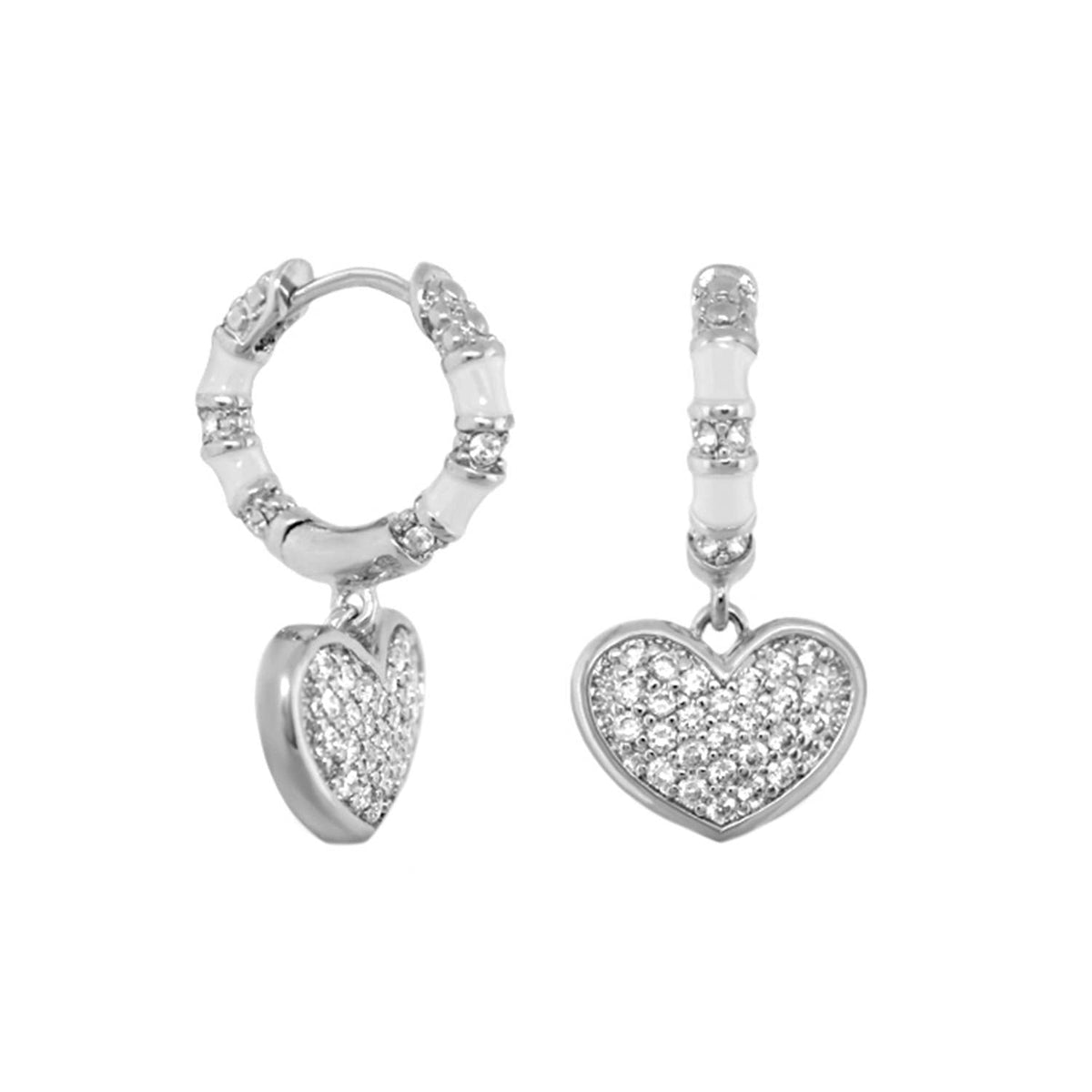 Charming 2 Earrings — Pavé Heart Drop