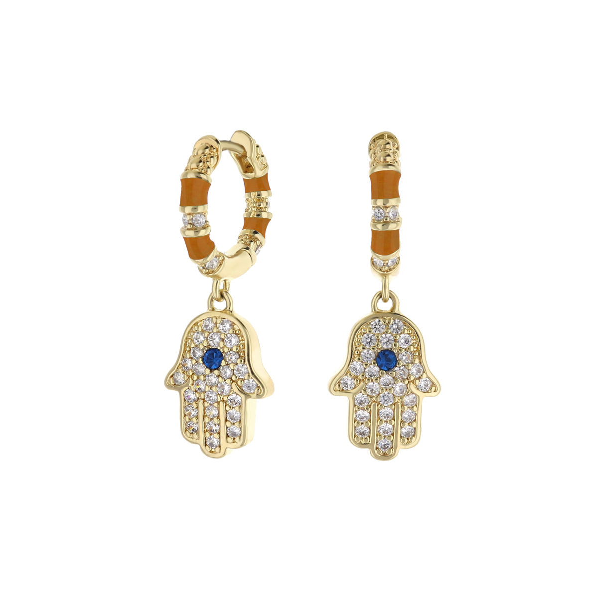 Lucky Hamsa Pave Earrings