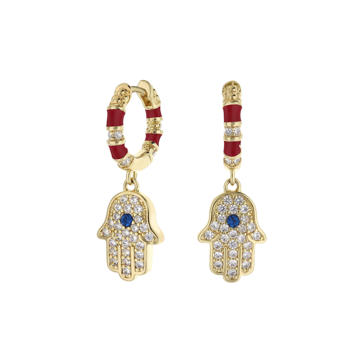 Lucky Hamsa Pave Earrings