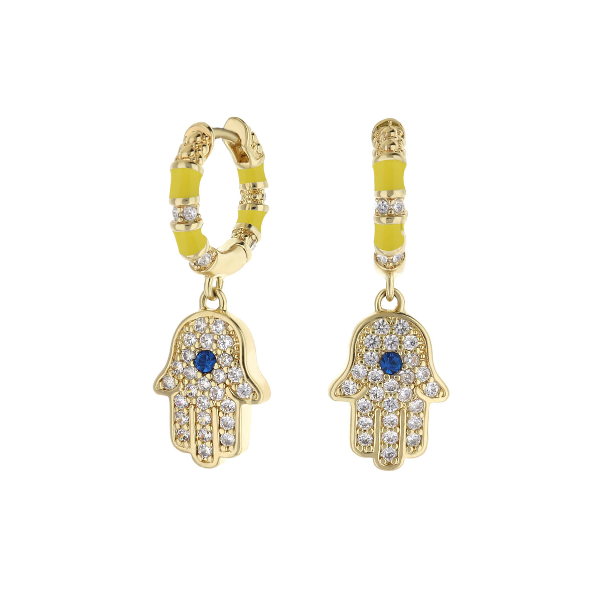 Lucky Hamsa Pave Earrings
