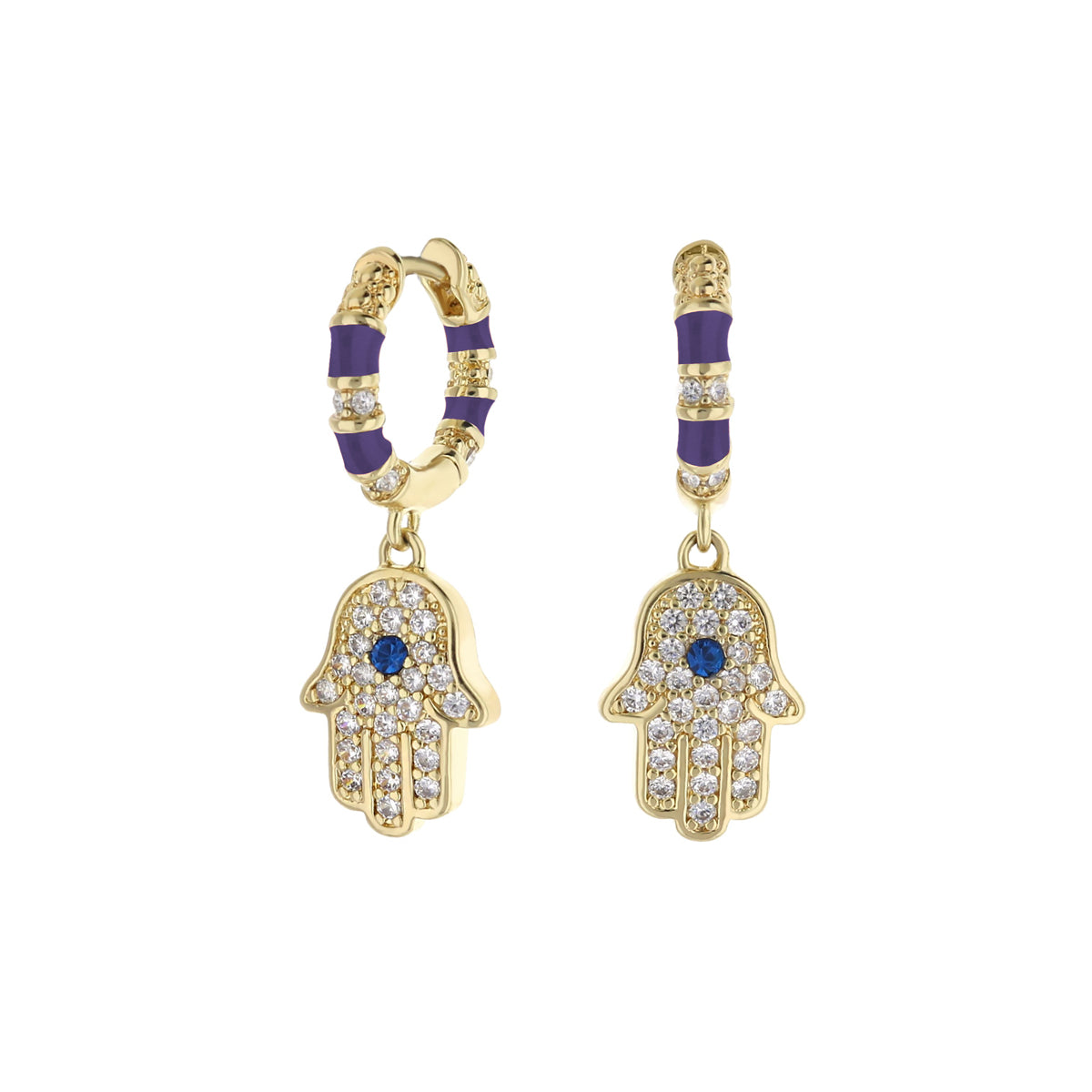 Lucky Hamsa Pave Earrings