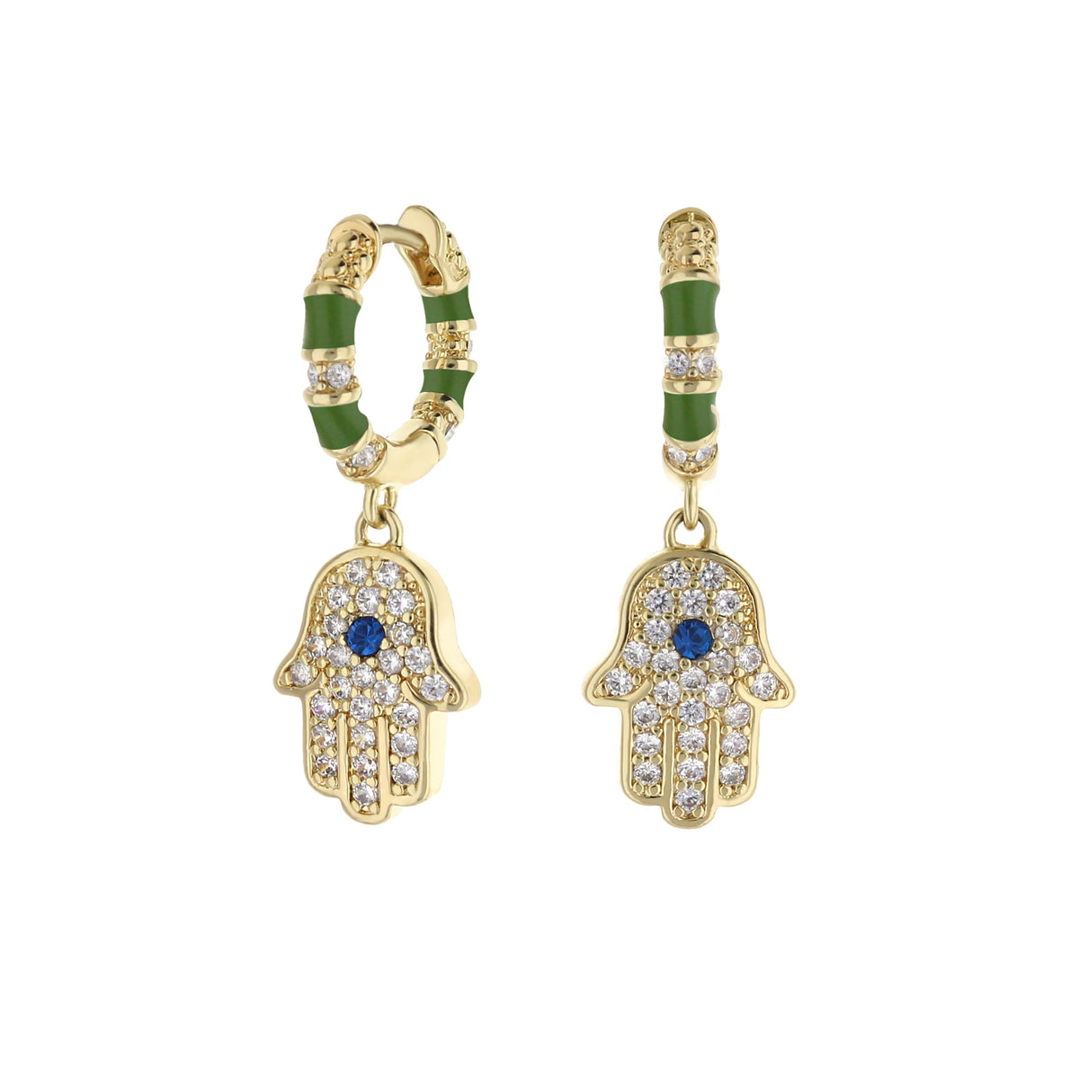Lucky Hamsa Pave Earrings