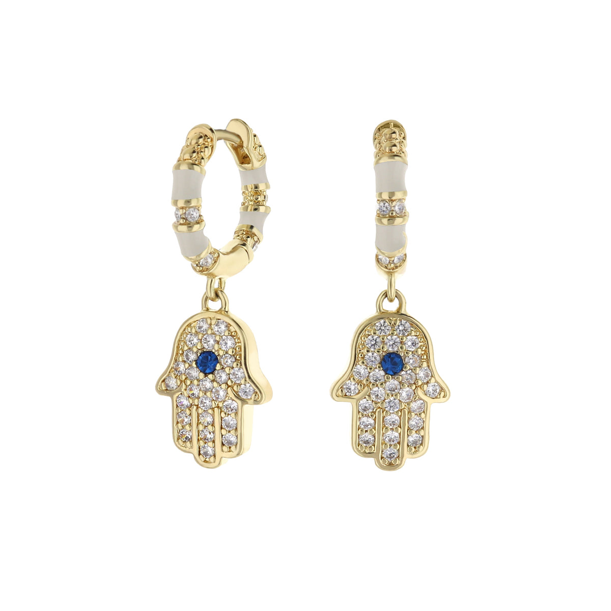 Lucky Hamsa Pave Earrings