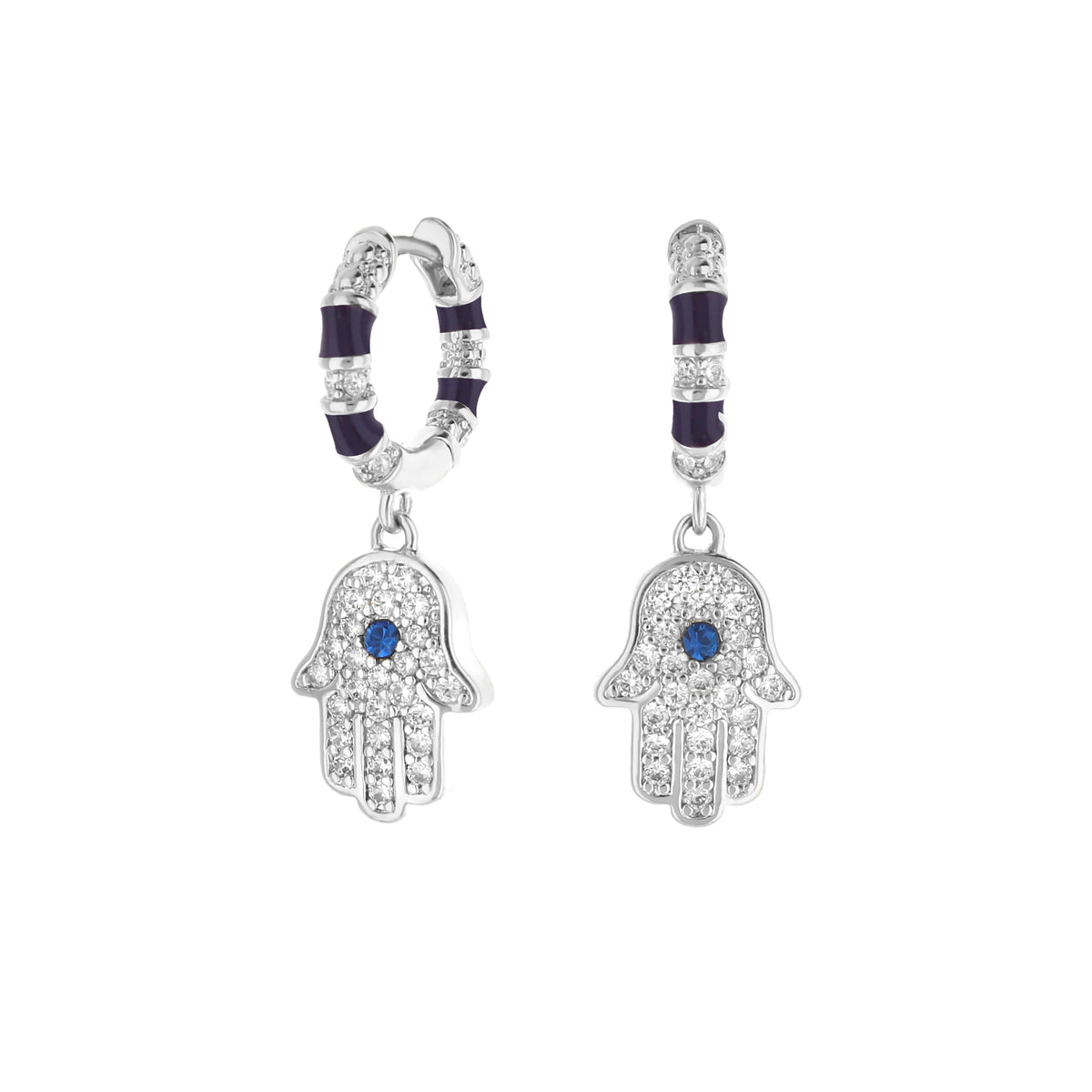 Lucky Hamsa Pave Earrings