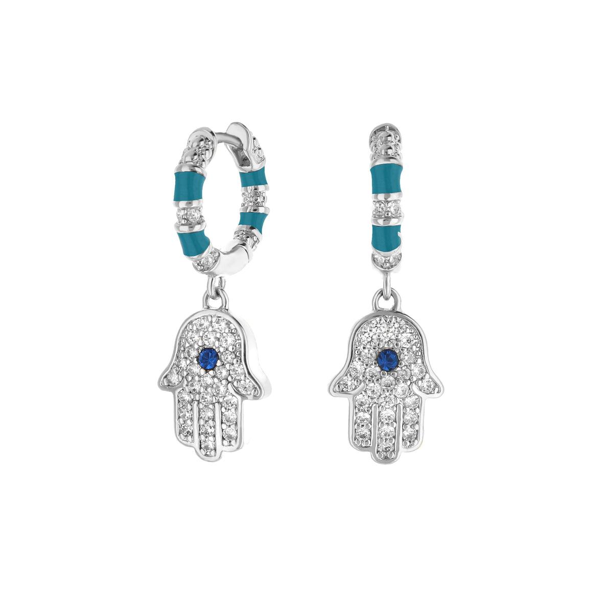 Lucky Hamsa Pave Earrings