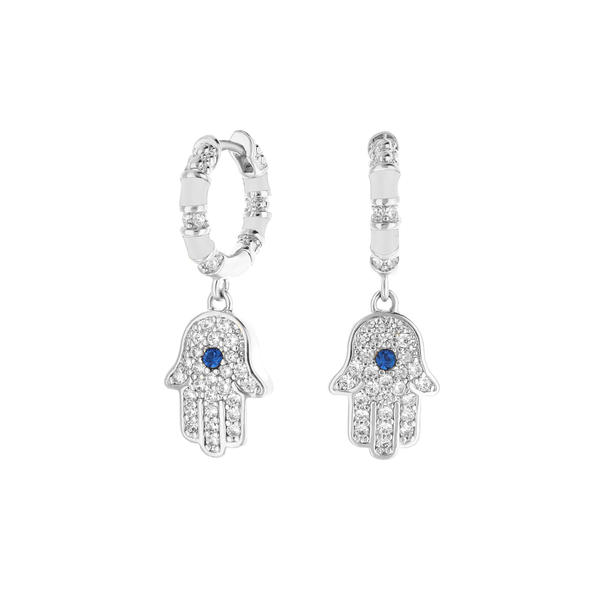 Lucky Hamsa Pave Earrings