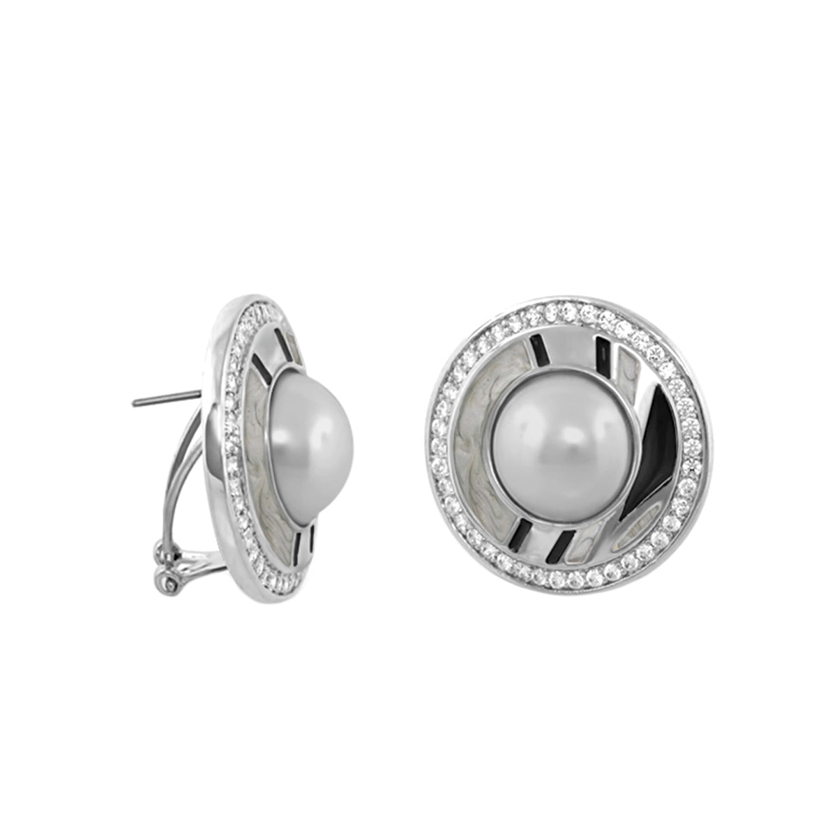 Chunky Town Earrings — Pavé Halo Pearl