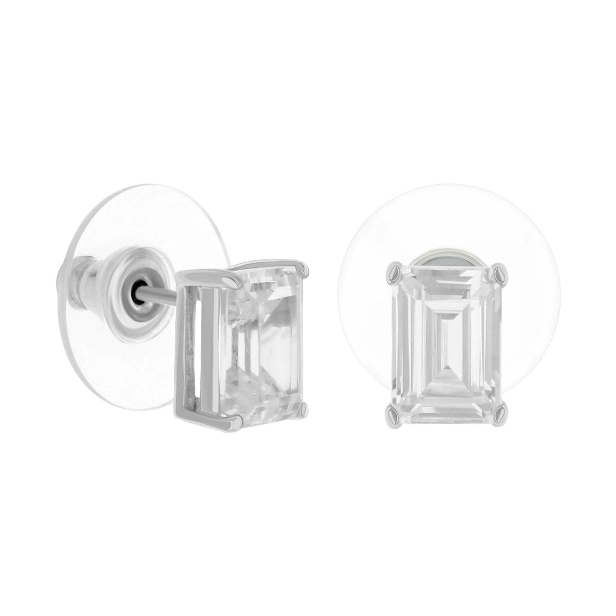 925 Emerald Cut Earrings 2.8 Ct