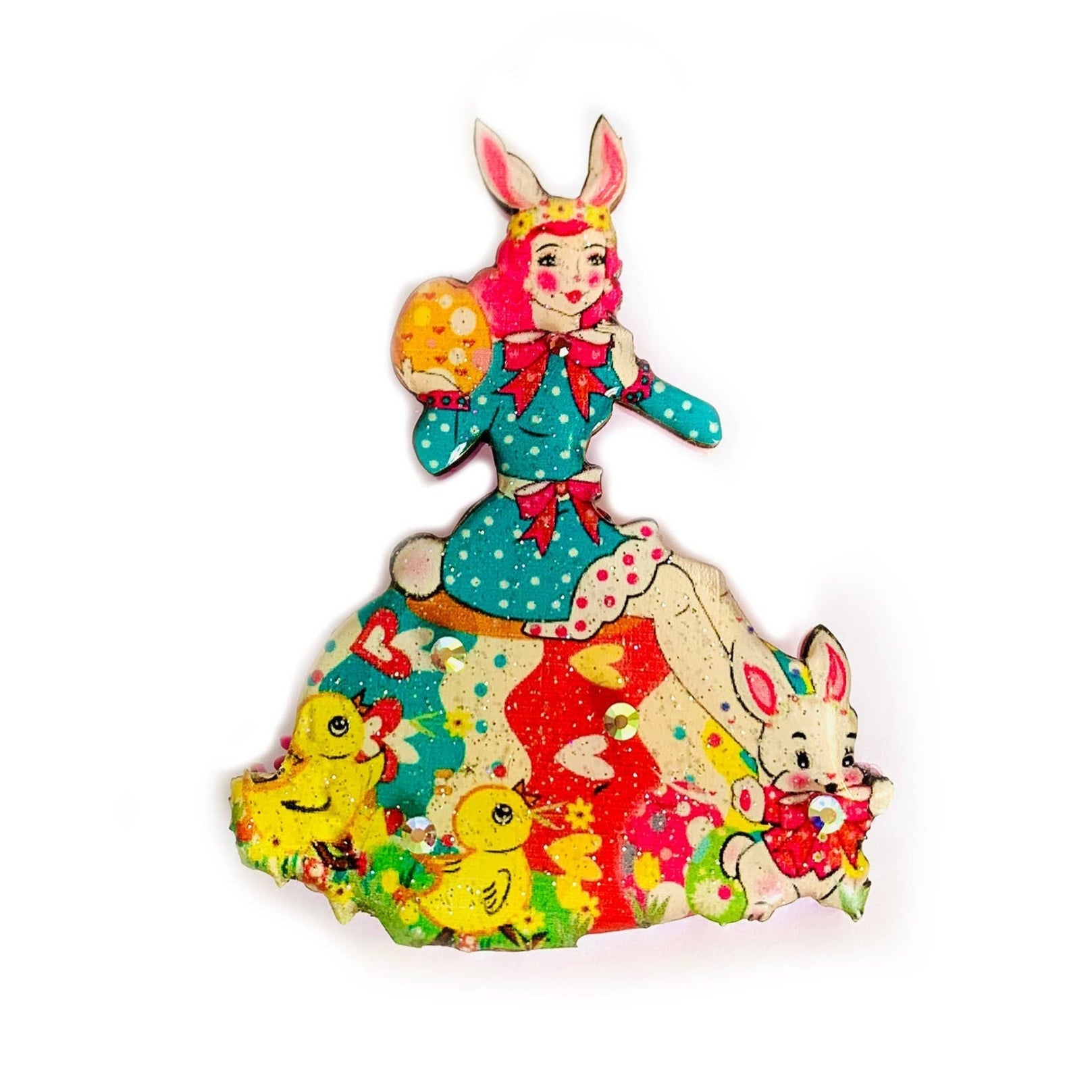 Easter Egg Girl & Friends Brooch by Quirks! at Shirley Shoppe
