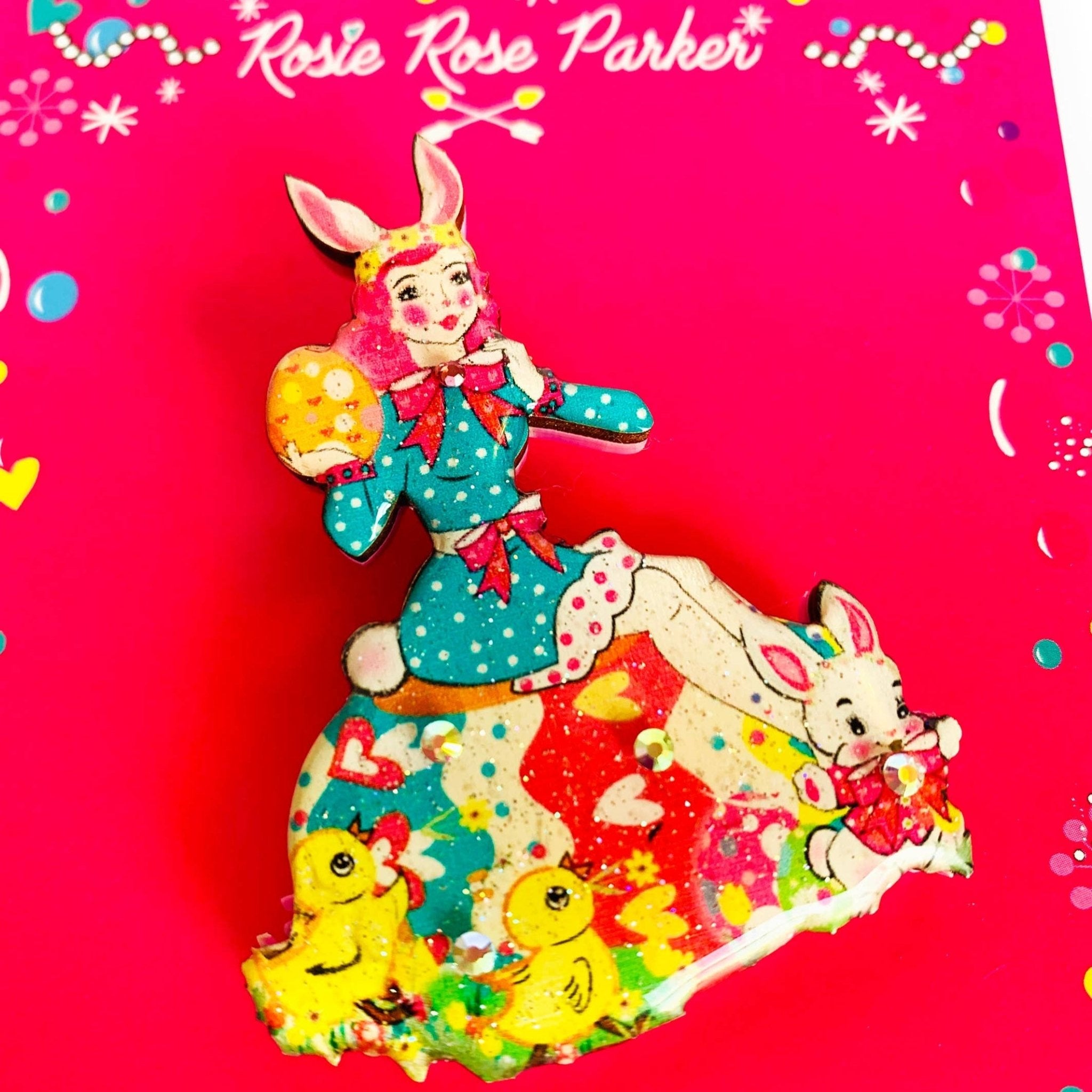 Easter Egg Girl & Friends Brooch by Quirks! at Shirley Shoppe