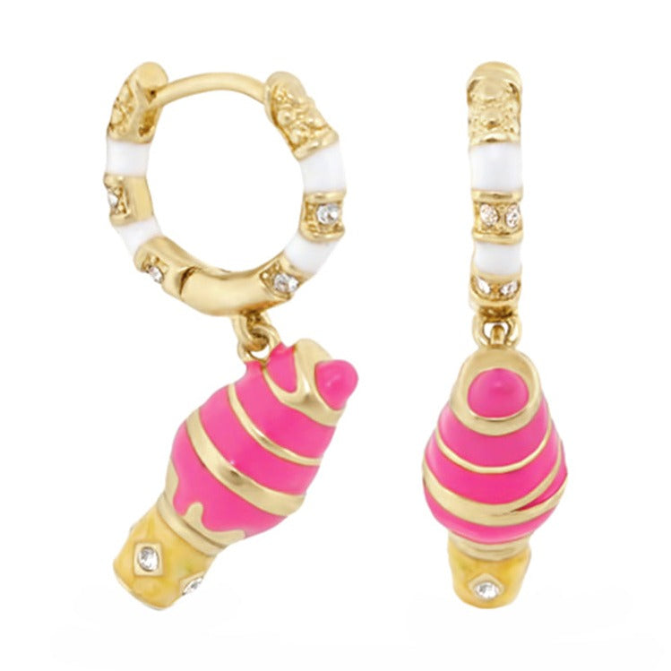Girls Huggie Ice Cream Cone Earrings
