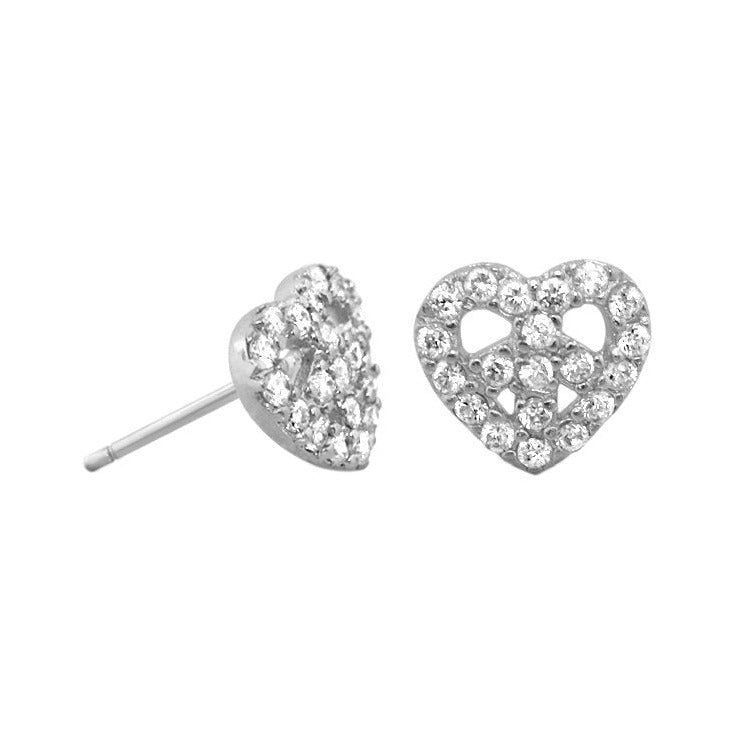 Pave Heart Peace Earrings