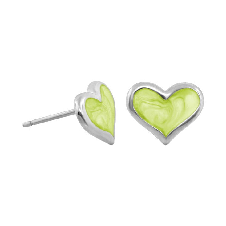Heart Enamel Stud Earrings