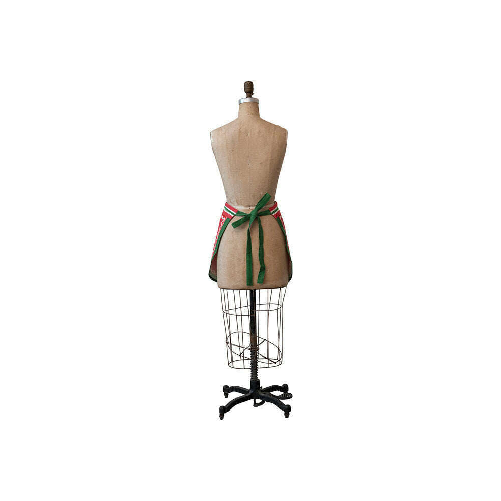 Embroidered & Printed Christmas Apron with Pom Poms & Pocket