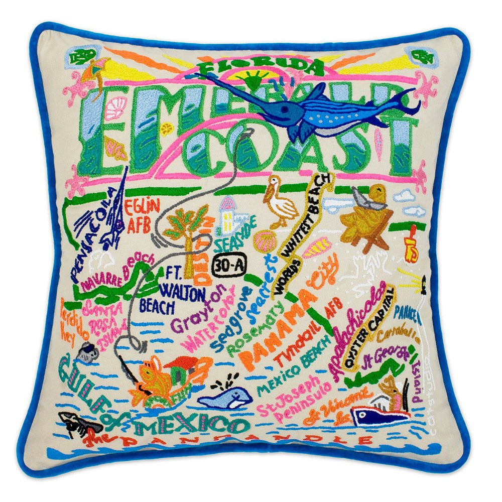 Emerald Coast Hand - Embroidered Pillow by Quirks! at Shirley Shoppe