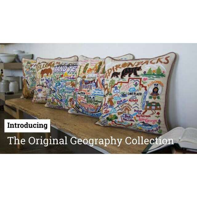 Emerald Coast Hand-Embroidered Pillow