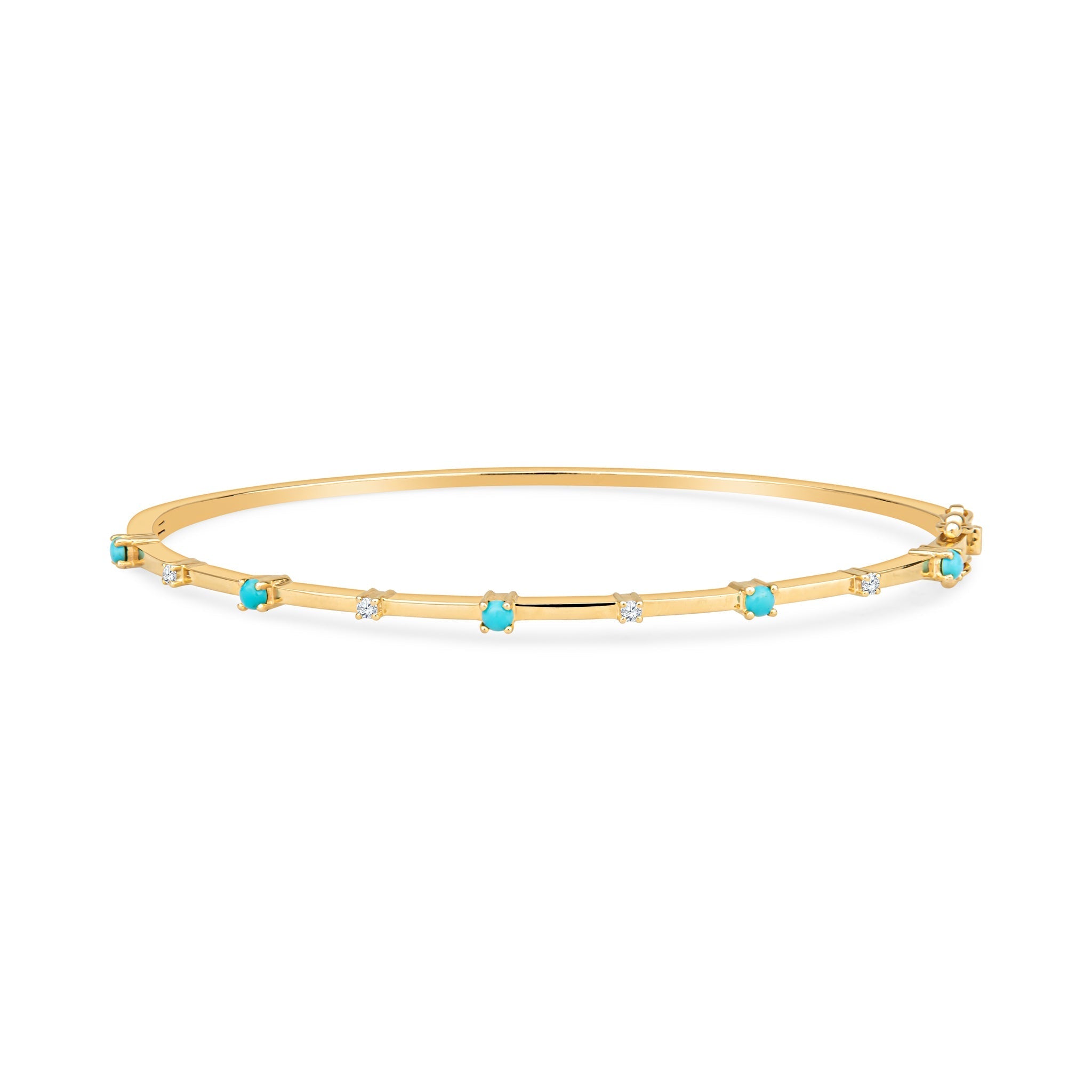 Emily 14k Gold Sleek Bangle in White Diamonds by Christina Greene at Shirley Shoppe