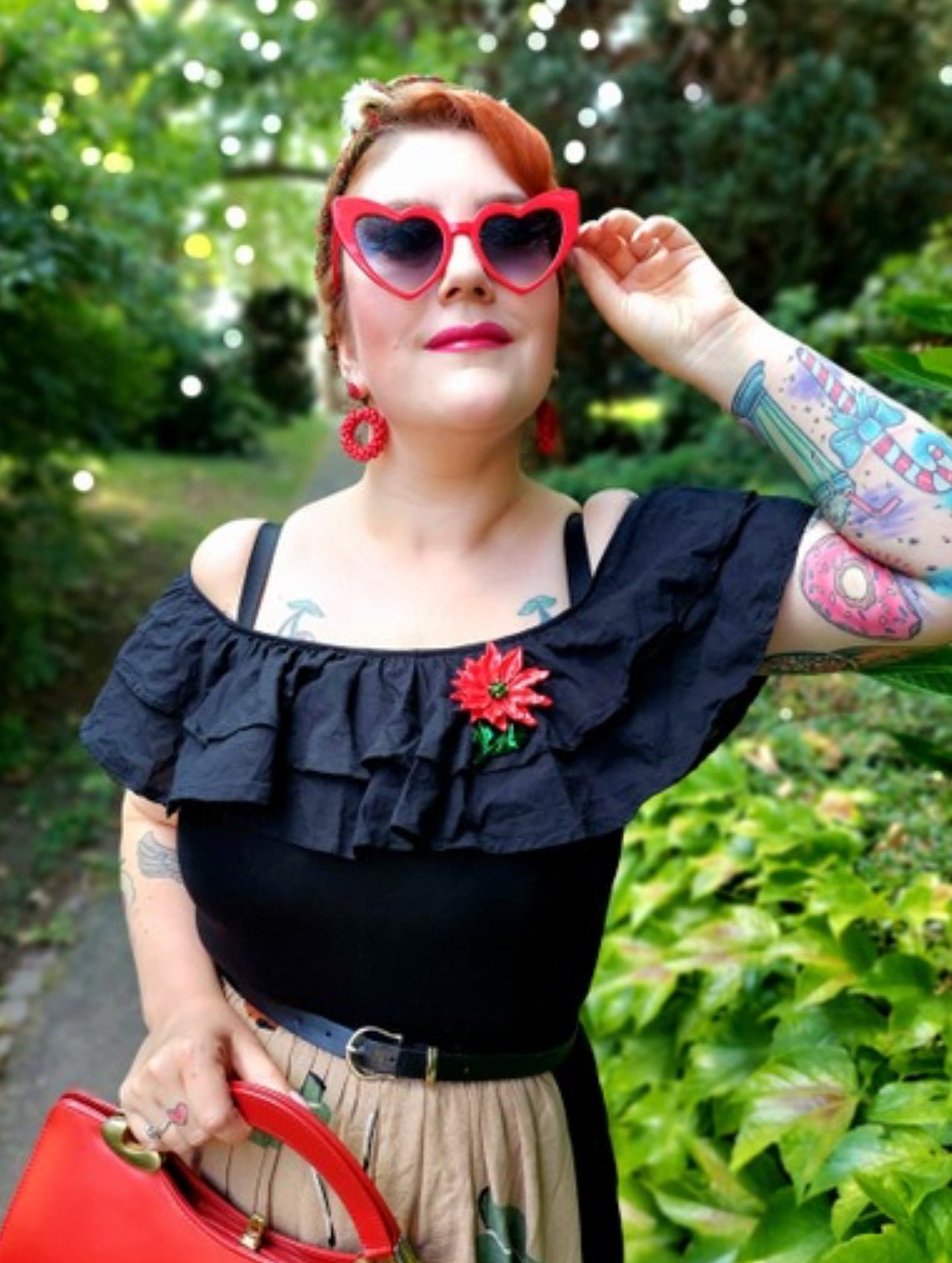 Enamel Poinsettia Statement Brooch by Lipstick & Chrome by Quirks! at Shirley Shoppe