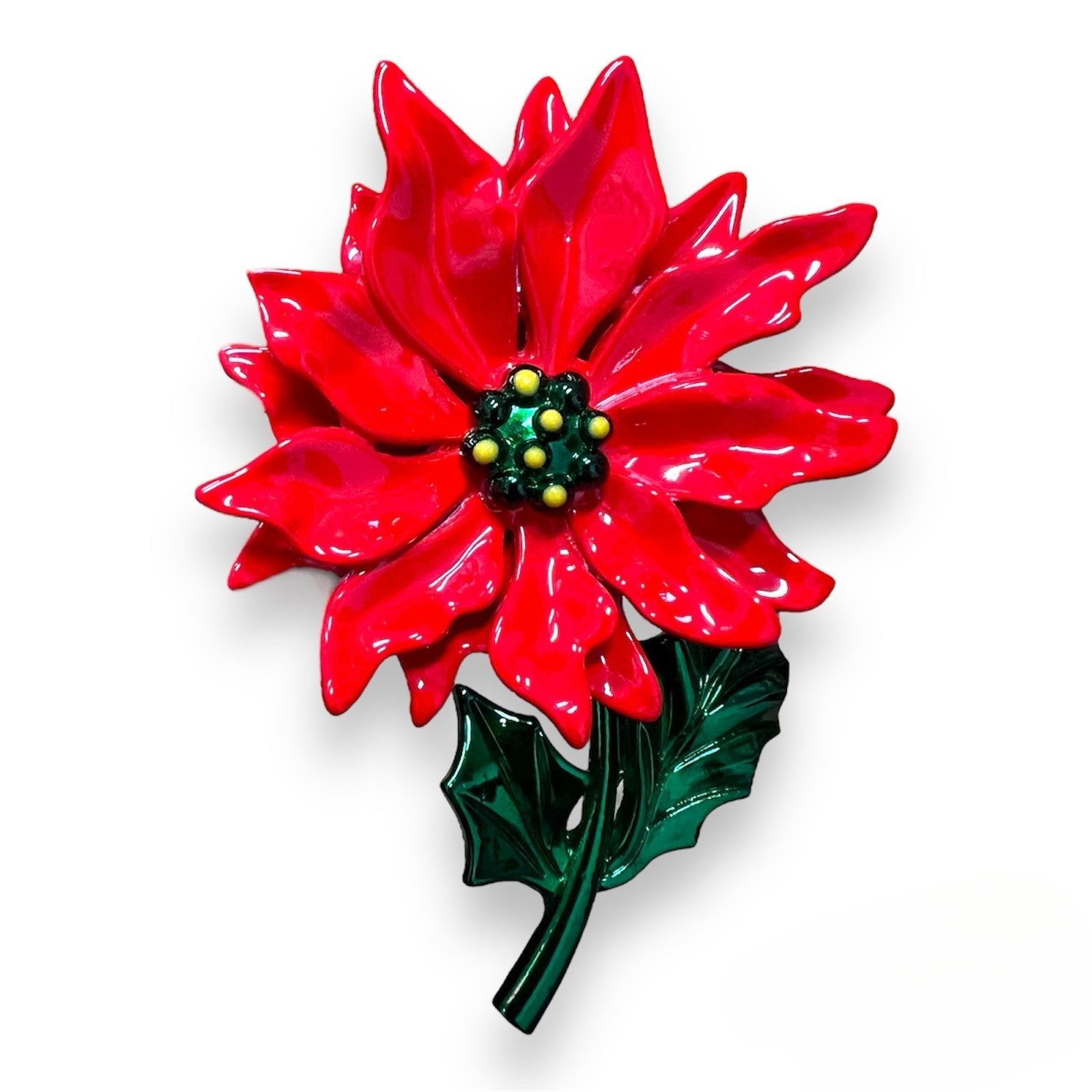 Enamel Poinsettia Statement Brooch by Lipstick & Chrome by Quirks! at Shirley Shoppe