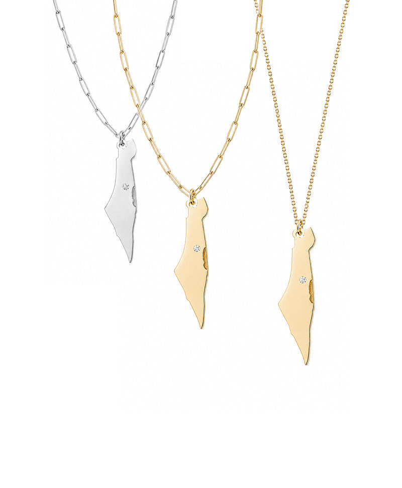 Eretz Diamond Map Necklace
