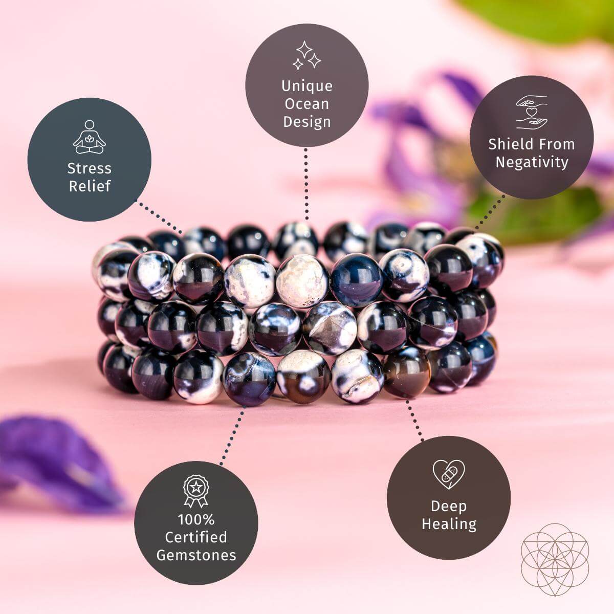 Exotic Orca Agate Bracelet of Deep Healing by Conscious Items at Shirley Shoppe