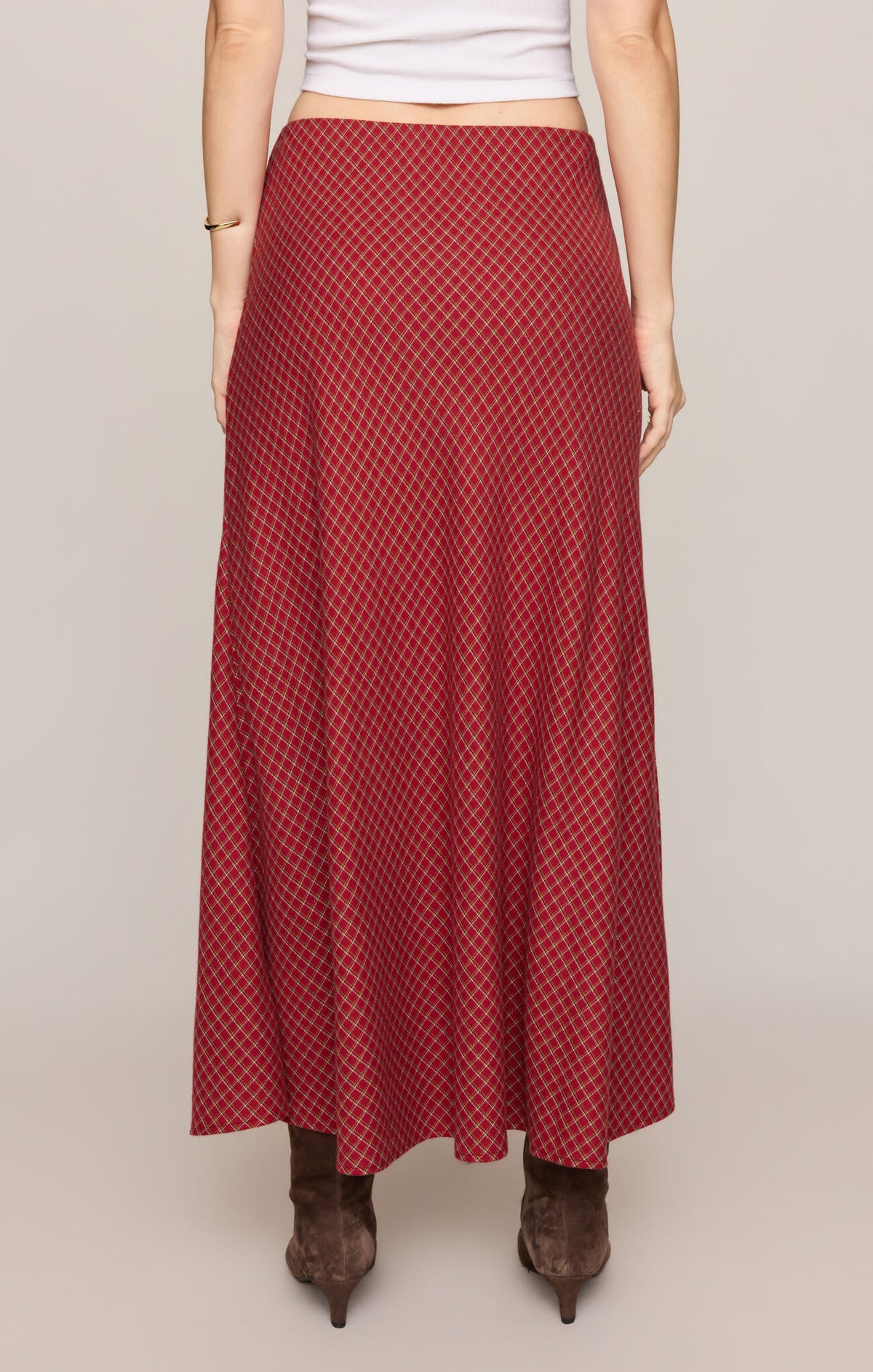 Crestview Plaid Skirt in Red Dahlia