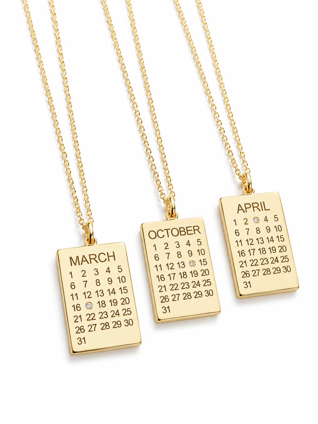 Calendar Diamond Charm Necklace