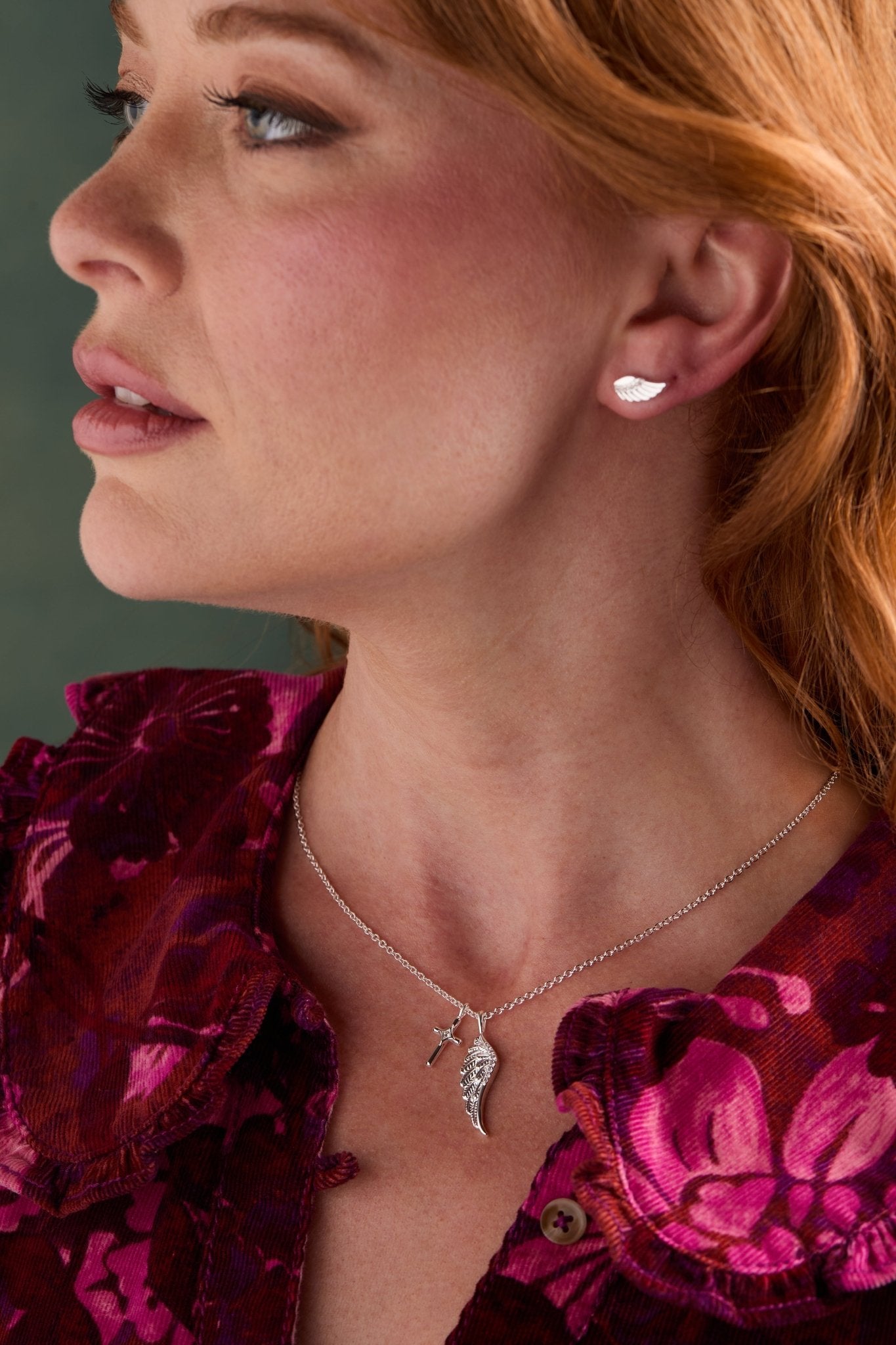 Faith Cross and Angel Wing Charm Necklace by ALEX AND ANI at Shirley Shoppe