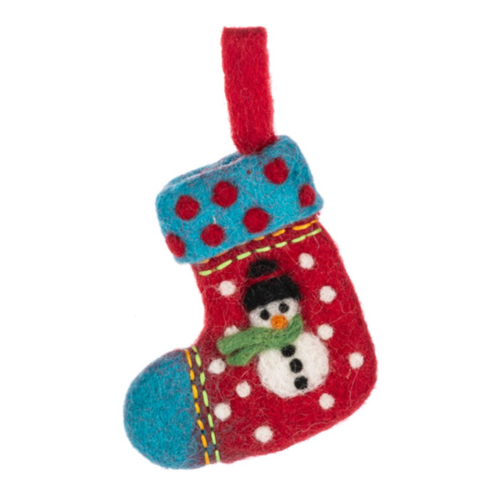 Felted Wool Santa & Snowman Stocking Ornaments Set of 2 by Quirks! at Shirley Shoppe