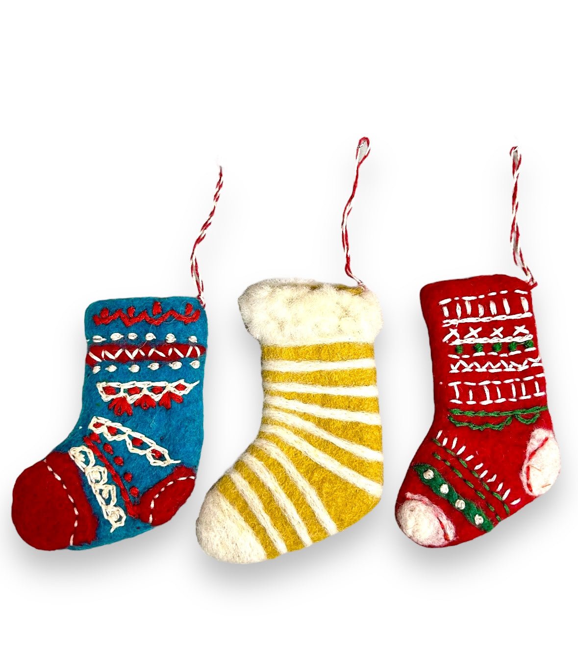 Felted Wool Set of 3 Stocking Ornaments by Quirks! at Shirley Shoppe