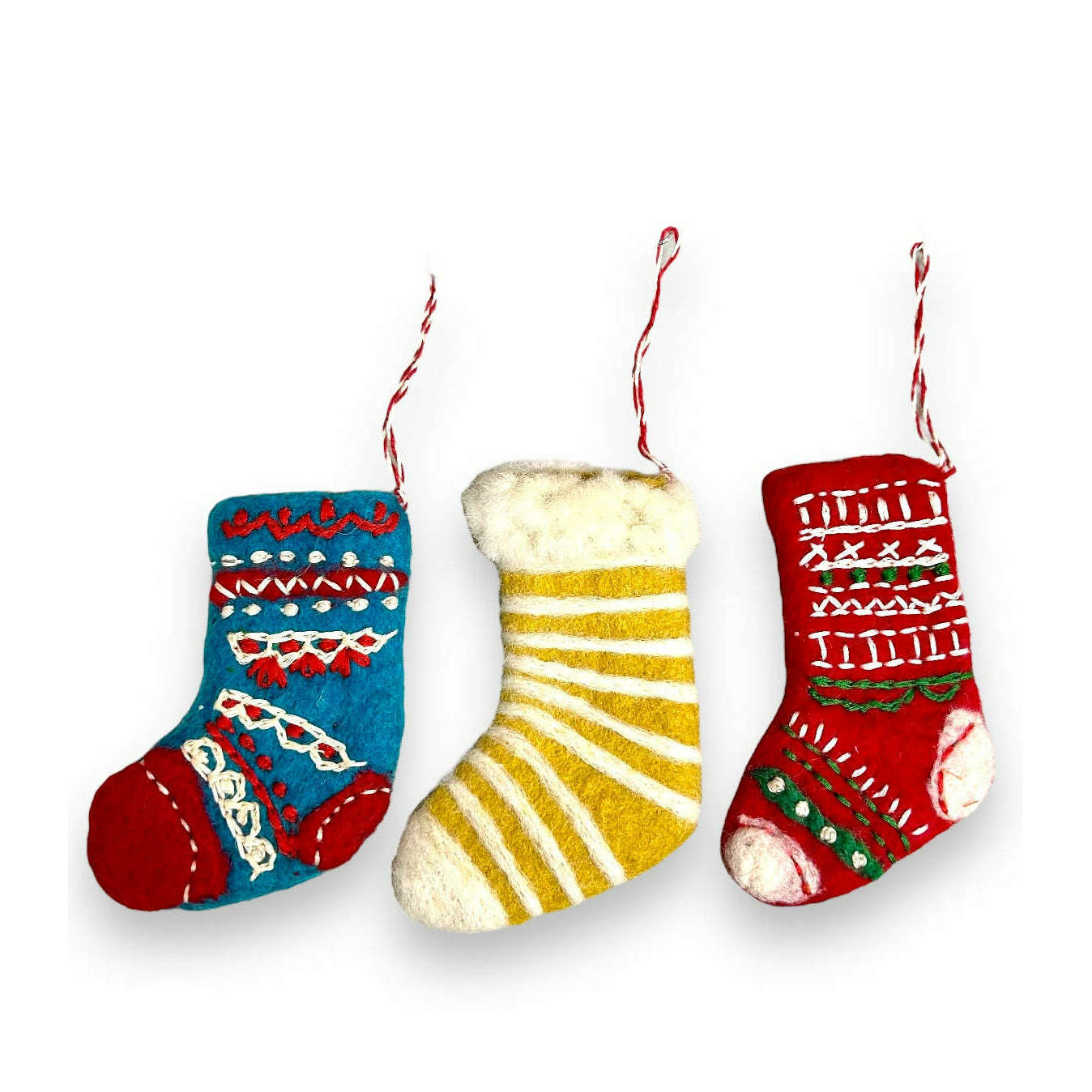 Felted Wool Set of 3 Stocking Ornaments