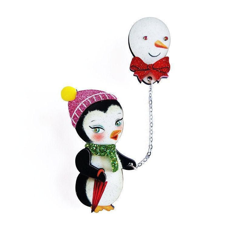 Festive Penguin with Balloon Brooch by Laliblue by Quirks! at Shirley Shoppe
