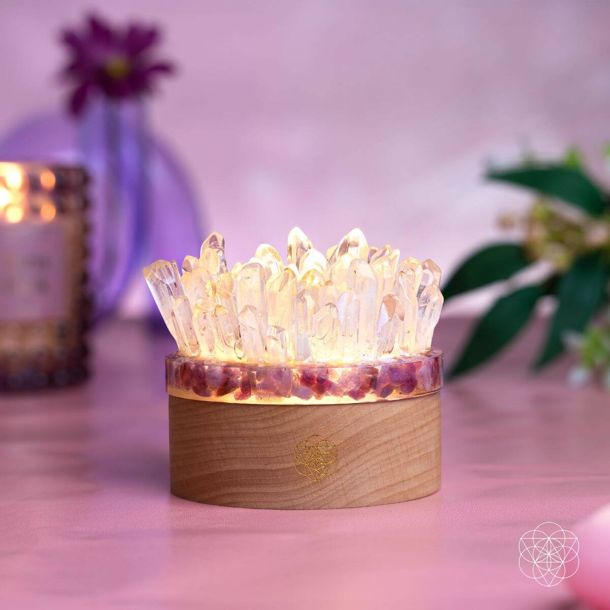 Find My Peace - Quartz & Tourmaline Lamp of Blooming Tranquility by Conscious Items at Shirley Shoppe