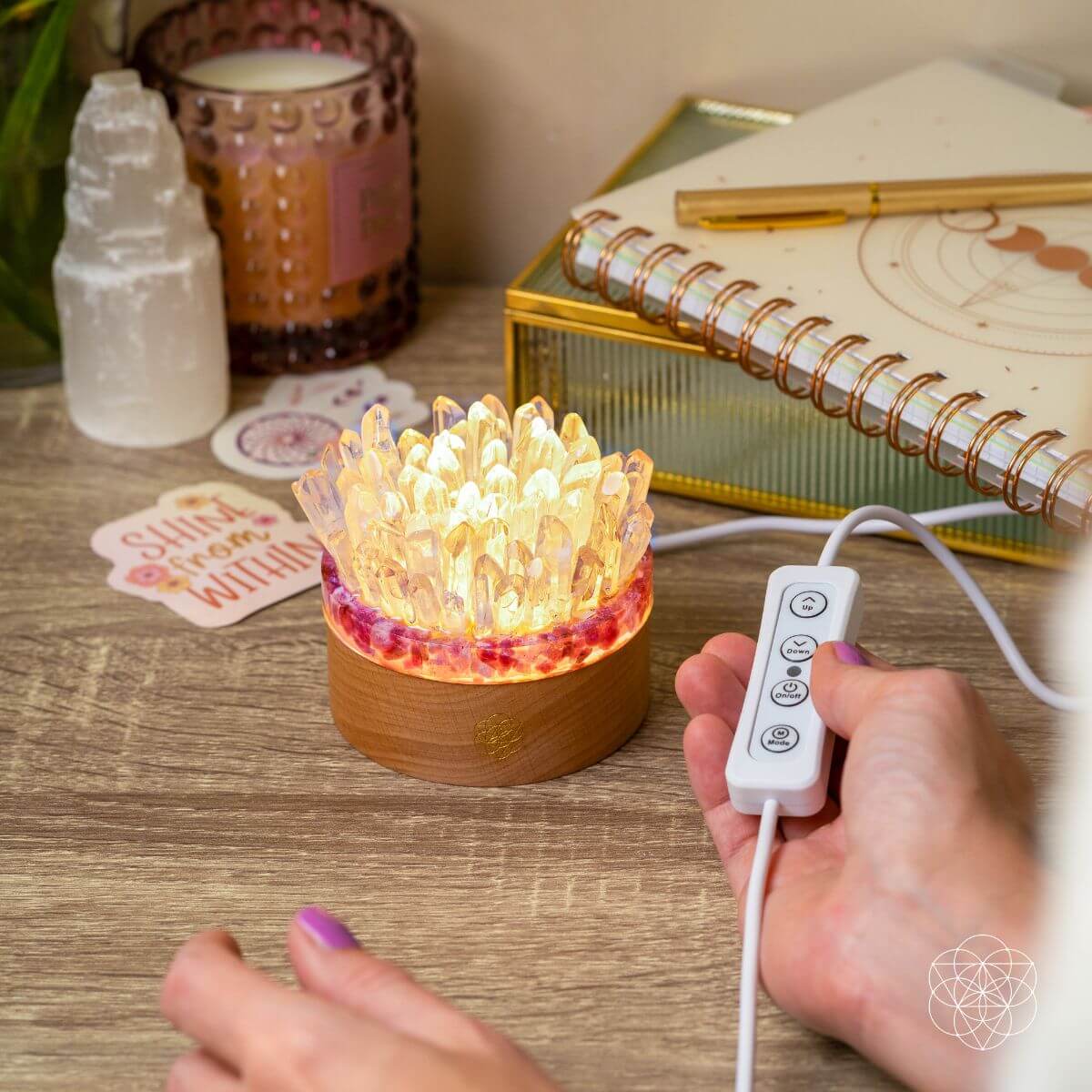 Find My Peace - Quartz & Tourmaline Lamp of Blooming Tranquility by Conscious Items at Shirley Shoppe