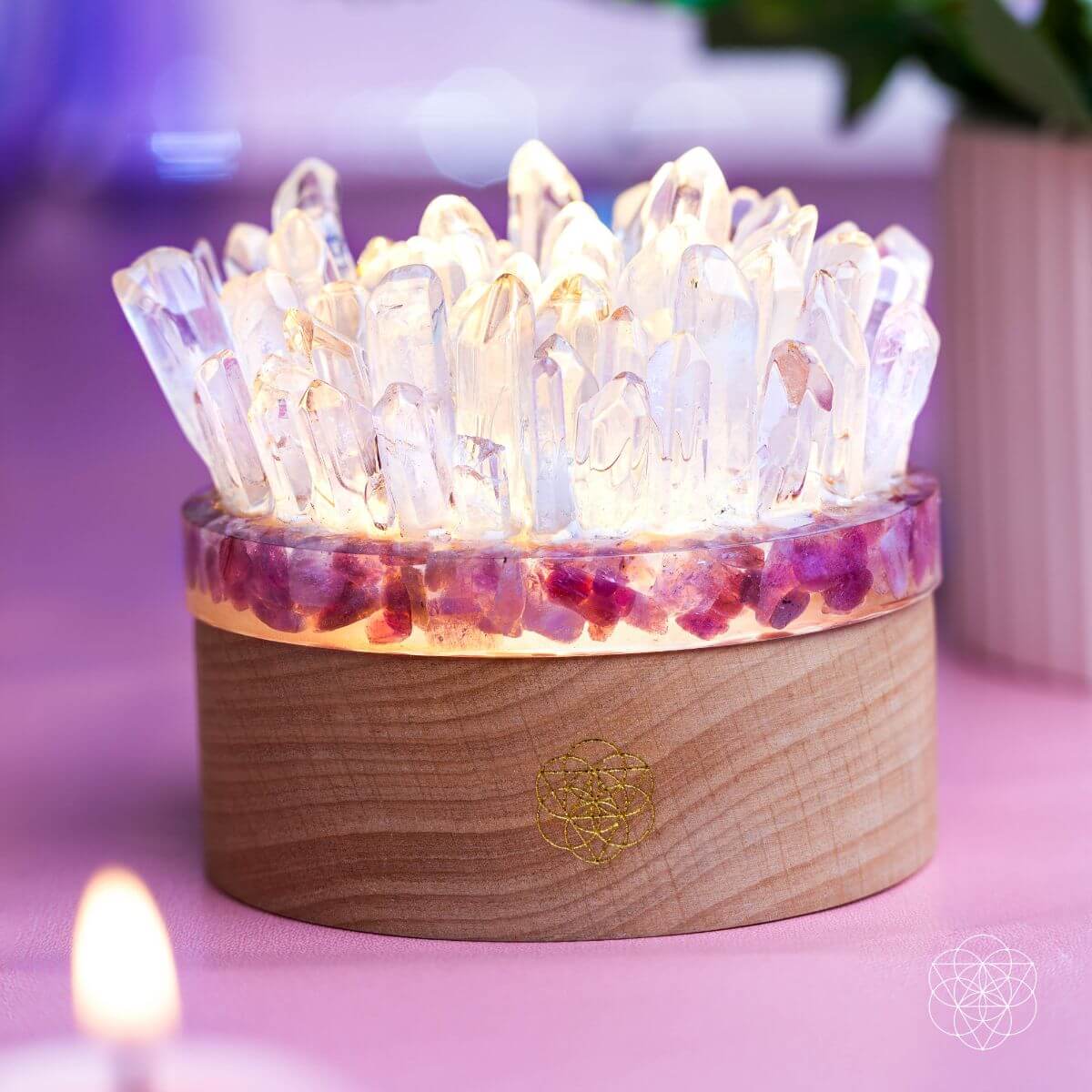 Find My Peace - Quartz & Tourmaline Lamp of Blooming Tranquility by Conscious Items at Shirley Shoppe