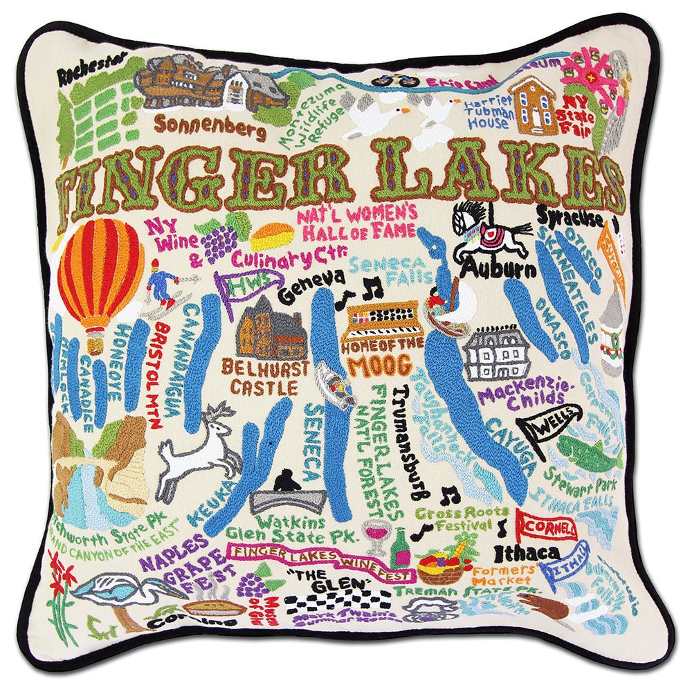 Finger Lakes Hand - Embroidered Pillow by Quirks! at Shirley Shoppe