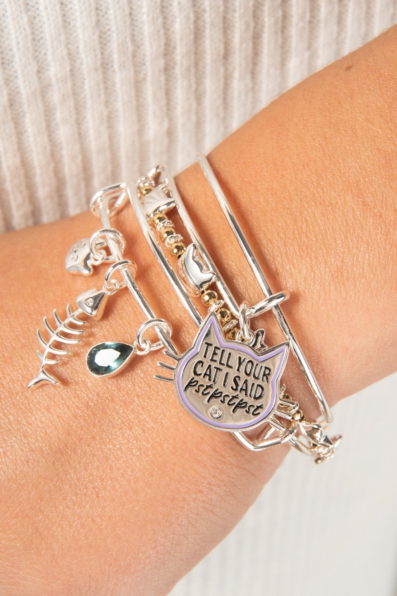 Fish Bone Cat Bangle by ALEX AND ANI at Shirley Shoppe