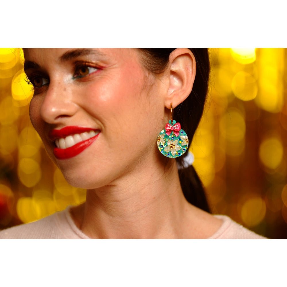 Floral Christmas Ornament Earrings by Laliblue – Retro Statement Jewelry Laliblue by Quirks! at Shirley Shoppe