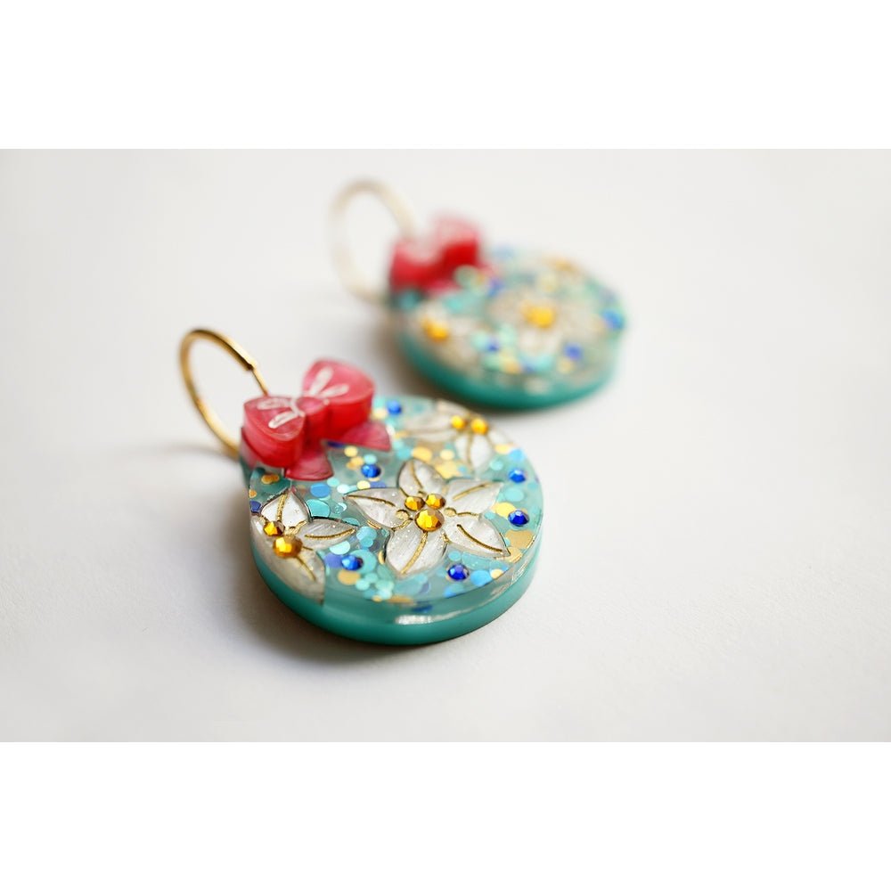 Floral Christmas Ornament Earrings by Laliblue – Retro Statement Jewelry Laliblue by Quirks! at Shirley Shoppe