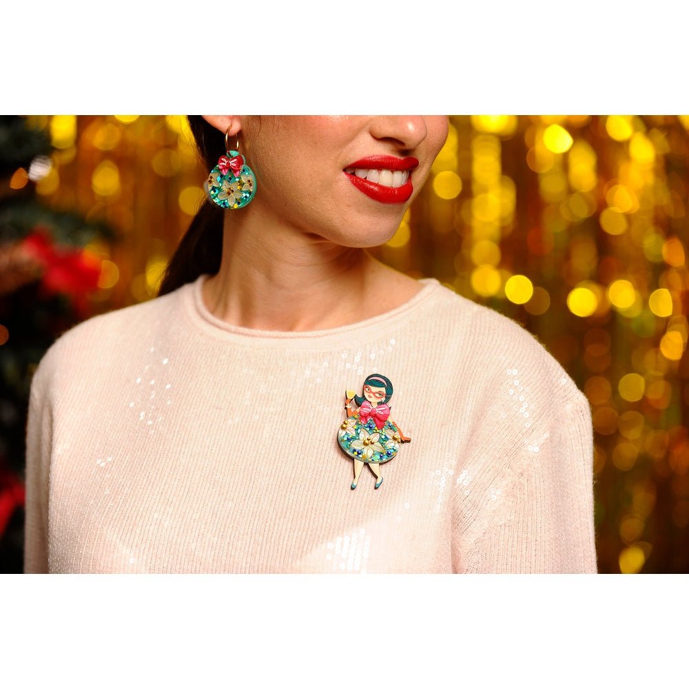 Floral Christmas Tree Lady Ornament Brooch by Laliblue by Quirks! at Shirley Shoppe