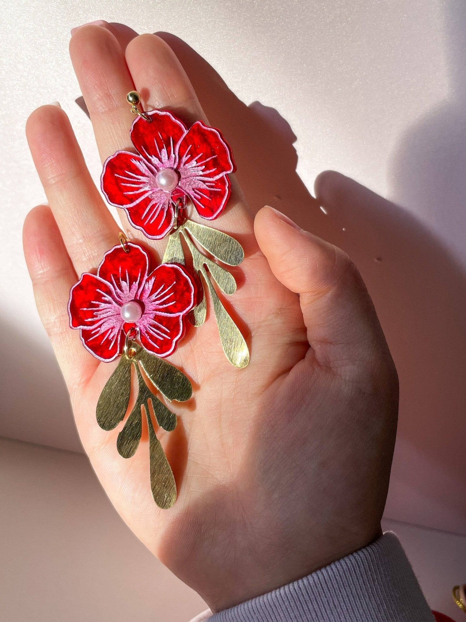 Flower of Luck Acrylic Earrings by Quirks! at Shirley Shoppe