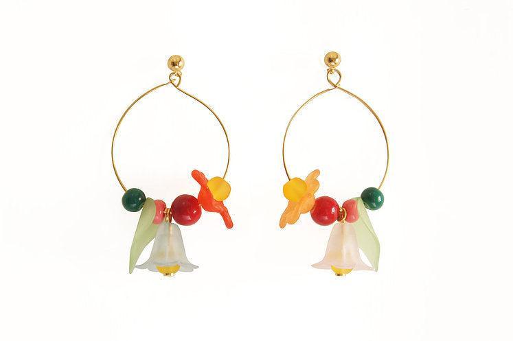 Flowered Hoop Earrings Halloween Brooch by Laliblue by Quirks! at Shirley Shoppe
