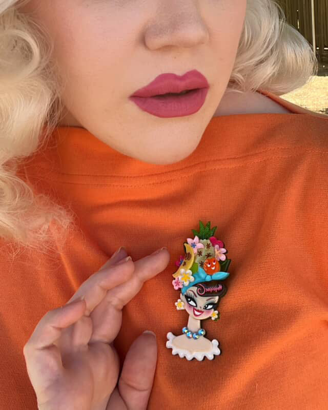 Forbidden Fruits Brooch by Miss Fluff x Lipstick & Chrome — Vintage Apple Temptation Acrylic Pin